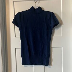 Forever 21 Blue Fitted Mandarin Collar Sweater